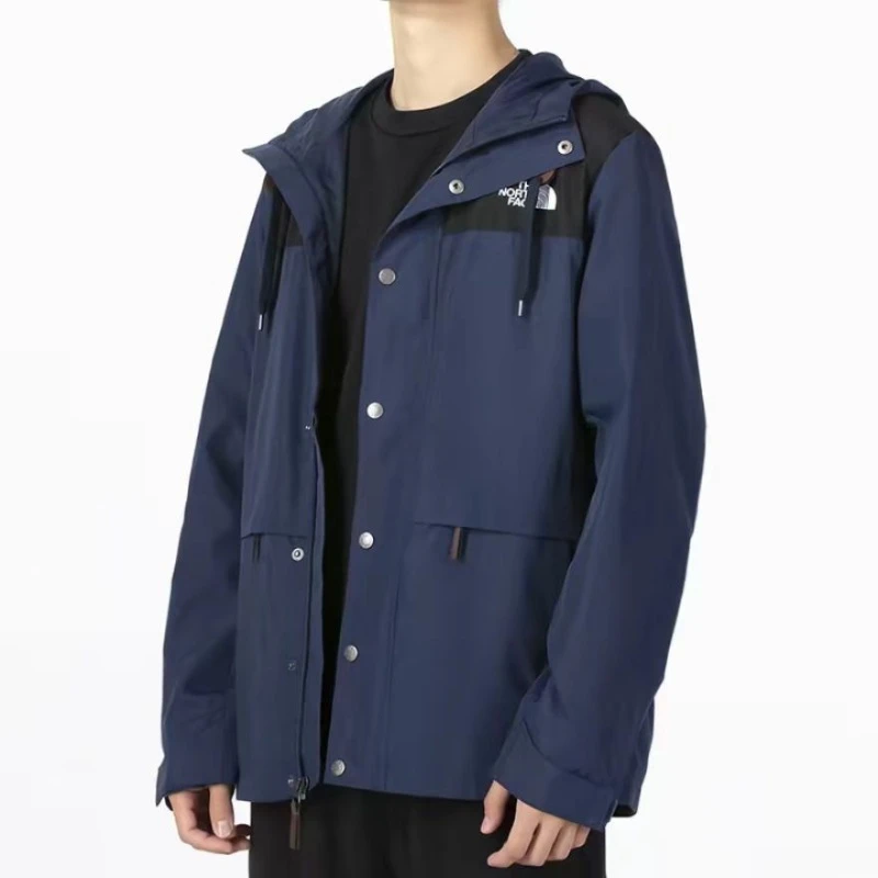 商品[国内直发] The North Face|北面  山系户外品牌logo设计色块撞色连帽舒适简约  防水防风防泼水冲锋衣 通用 蓝色,价格¥1000,第5张图片详细描述