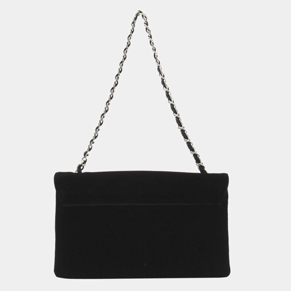 商品[二手商品] Chanel|Chanel Black Suede Leather No.5 Camellia Flap Shoulder Bag,价格¥17445,第5张图片详细描述