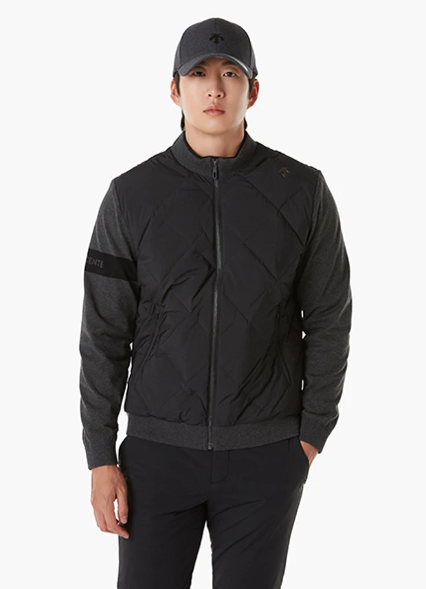 商品【预售商品15天发货】 DESCENTE|高尔夫系列男士混合针织羽绒夹克 DP42MFKOO5-BLKG,价格¥2408,第1张图片