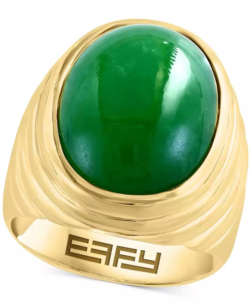 商品Effy|EFFY® Men's Dyed Jade Cabochon Ring in Gold-Plated Sterling Silver,价格¥1356,第1张图片