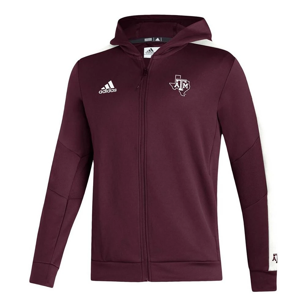 商品Adidas|Men's Maroon Texas A M Aggies 2021 Sideline Aeroready Full-Zip Hoodie,价格¥622,第2张图片详细描述