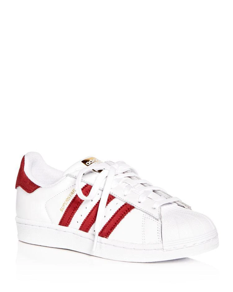 商品Adidas|Women's Superstar Leather & Velvet Lace Up Sneakers,价格¥593,第1张图片