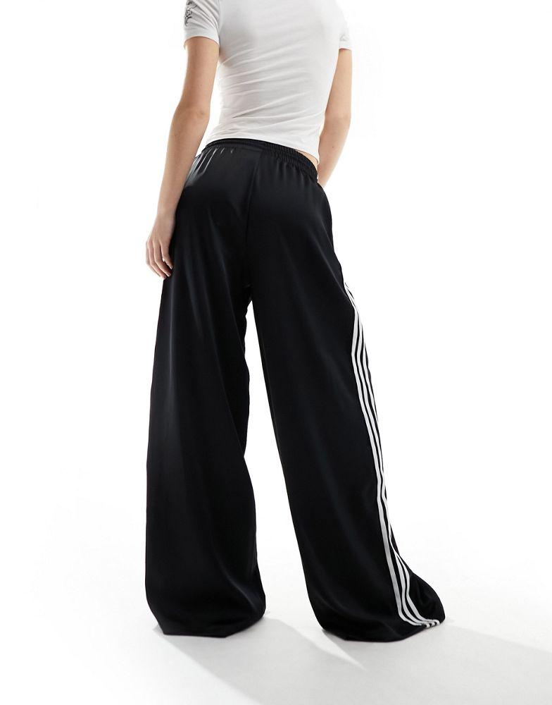Adidas adidas Originals wide leg satin joggers in black