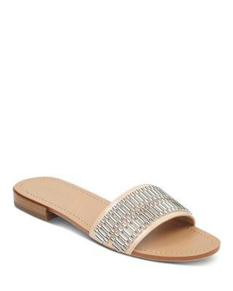 商品KENDALL & KYLIE|KENDALL and KYLIE Women's Kennedy Embellished Patent Leather Slide Sandals ,价格¥343,第1张图片