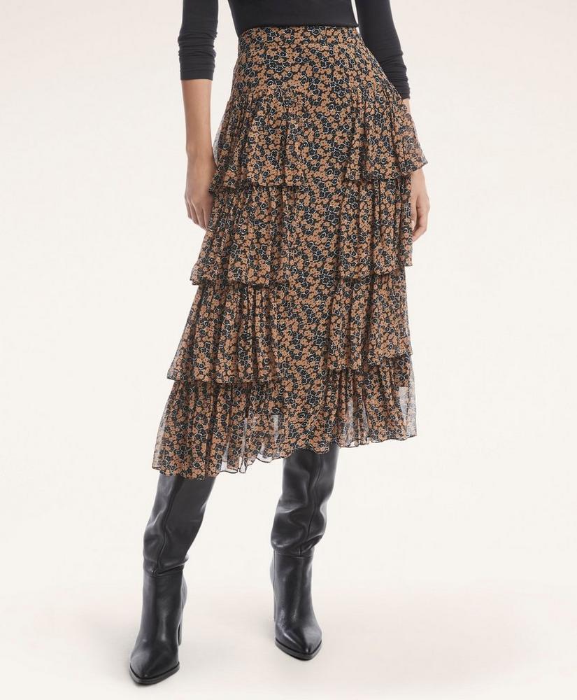 商品Brooks Brothers|Chiffon Flounced Skirt,价格¥1313,第1张图片
