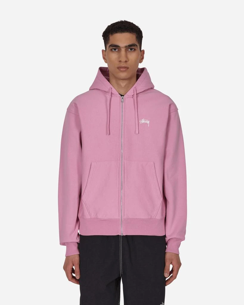 商品STUSSY|Stock Logo Zip Hooded Sweatshirt Pink,价格¥1032,第1张图片