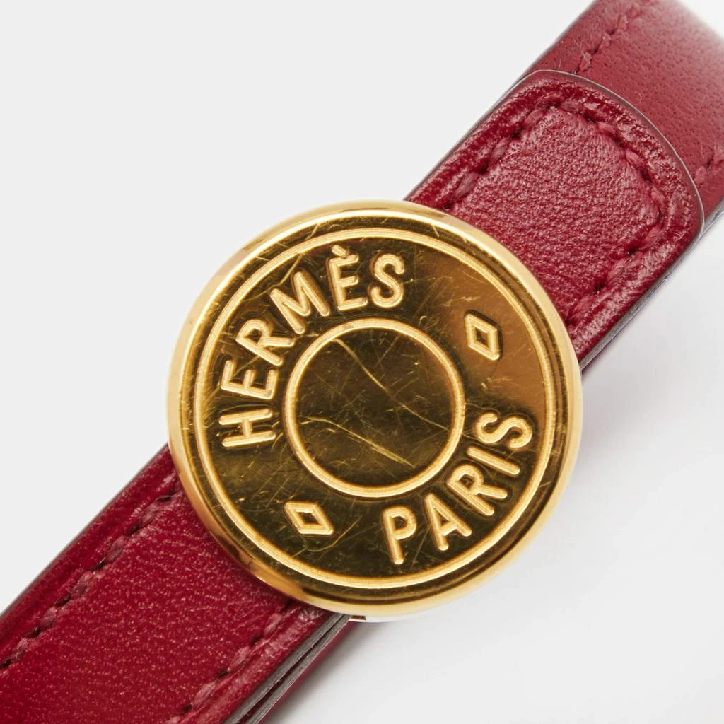 商品[二手商品] Hermes|Hermes Clou de Selle Red Leather Gold Tone Bracelet M,价格¥1211,第4张图片详细描述