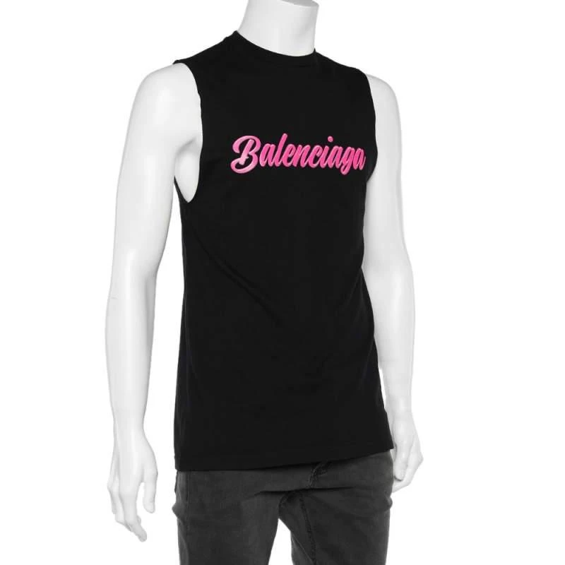 商品[二手商品] Balenciaga|Balenciaga Black Knit Glossy Logo Print Sleeveless T-Shirt XS,价格¥891,第2张图片详细描述