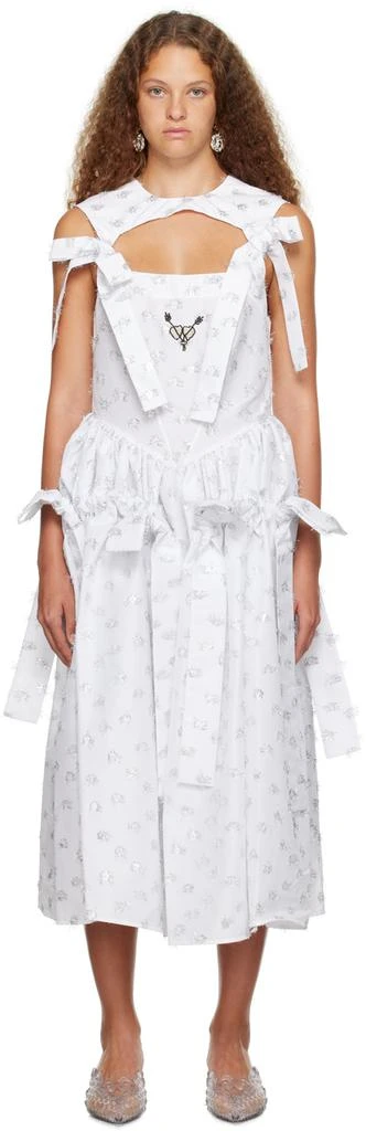 商品CHOPOVA LOWENA|SSENSE Exclusive White Wedding Carve Bow Midi Dress,价格¥11735,第1张图片