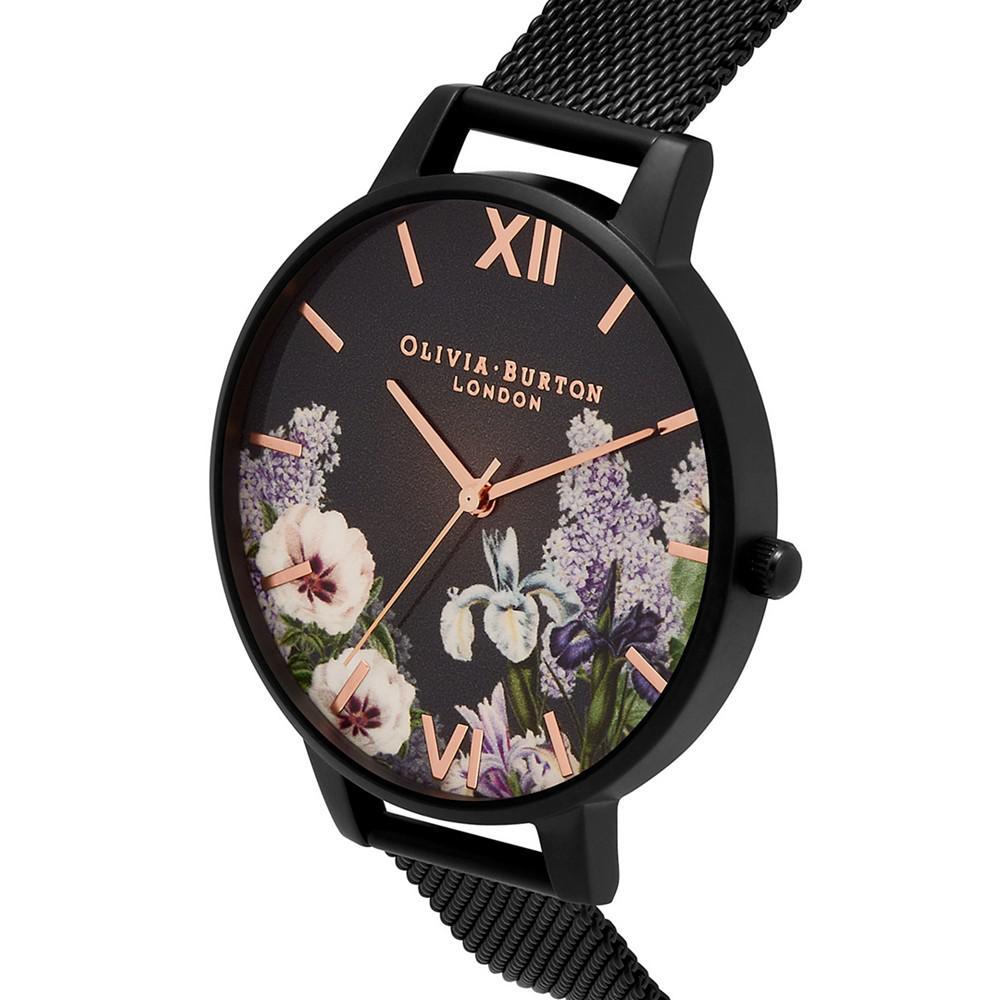 商品Olivia Burton|Women's Secret Garden Black-Tone Stainless Steel Mesh Bracelet Watch,价格¥822,第5张图片详细描述