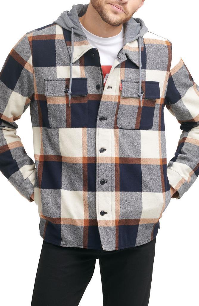 商品Levi's|Plaid Faux Shearling Lined Shirt Jacket with Jersey Hood,价格¥629,第1张图片
