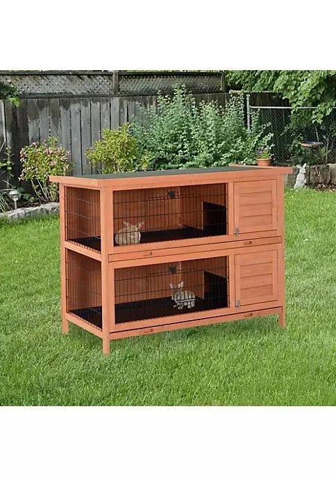 商品belk|54 2 Floor Large Rabbit Hutch Wooden Pet House Bunny Cage Small Animal Habitat With Lockable Doors Run Asphalt Roof For Outdoor Use Orange,价格¥2639,第3张图片详细描述