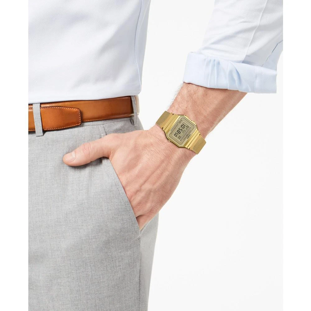 商品Casio|Unisex Gold-Tone Stainless Steel Mesh Bracelet Watch 35.5mm,价格¥600,第5张图片详细描述