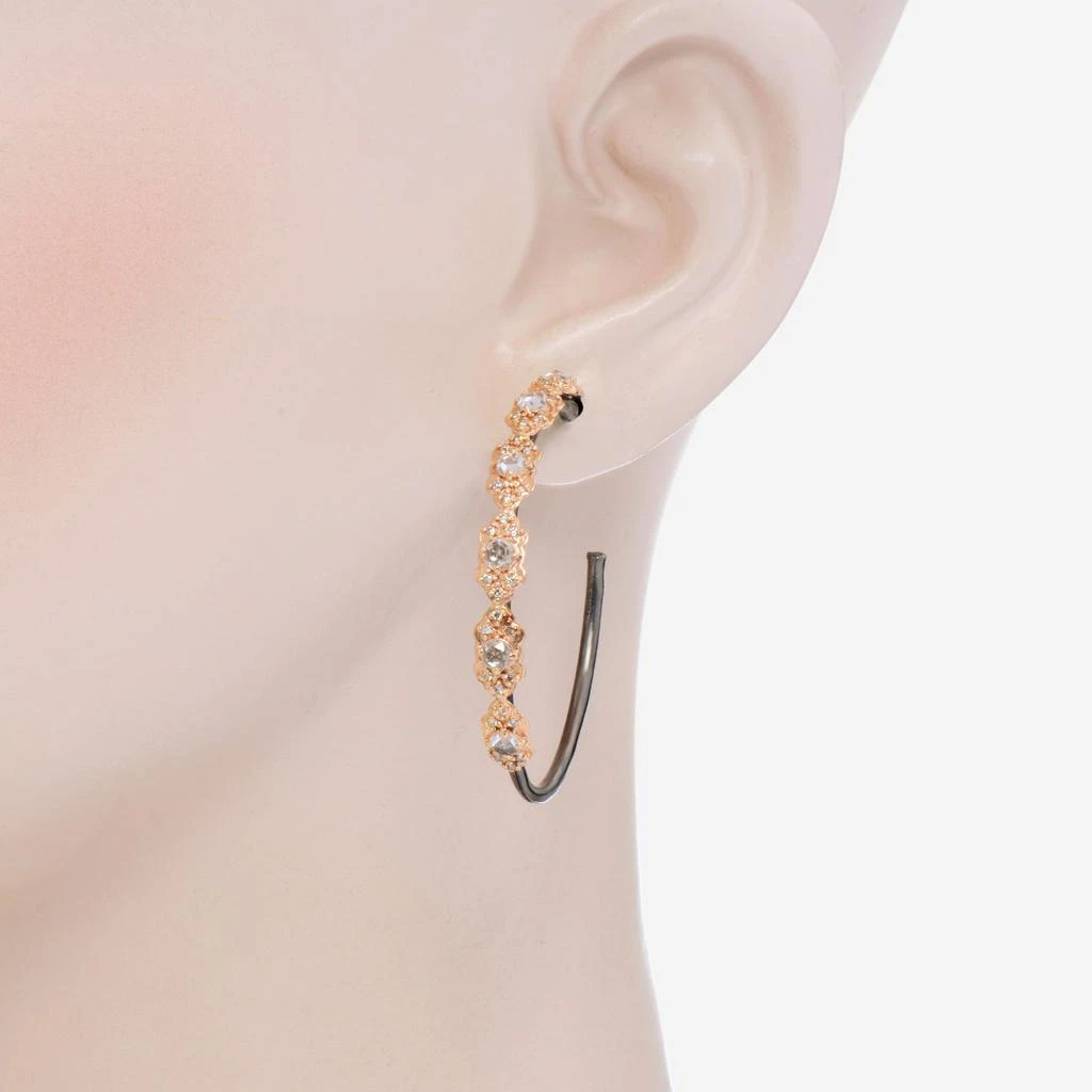 商品Armenta|Armenta Rose World 14K Rose Gold And Sterling Silver, White Sapphire 1.15ct. Tw. And Champagne Diamond Hoop Earrings,价格¥4347,第2张图片详细描述