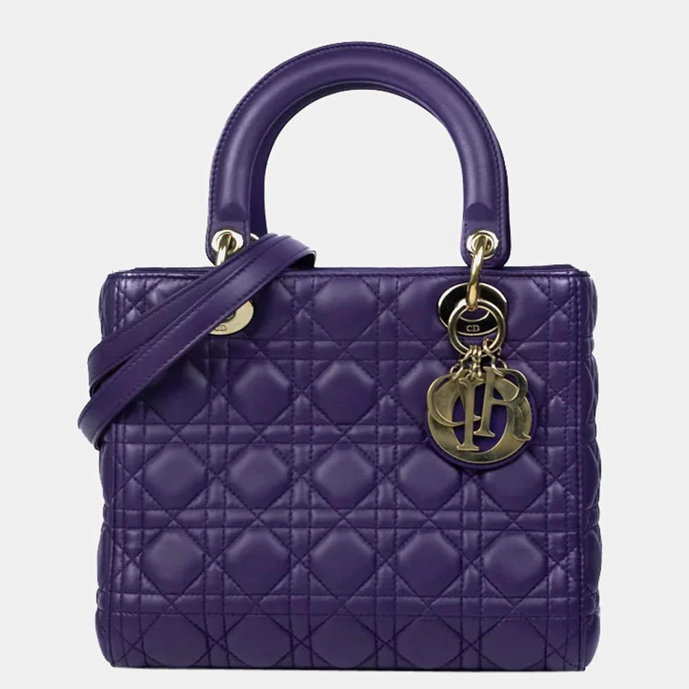 商品[二手商品] Dior|Dior  Purple Leather Small Cannage Lady Dior Tote Bag ,价格¥22199,第1张图片