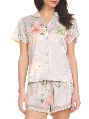 商品Flora Nikrooz|2-Piece Arisa Printed Charmeuse Pajama Set,价格¥158,第1张图片详细描述