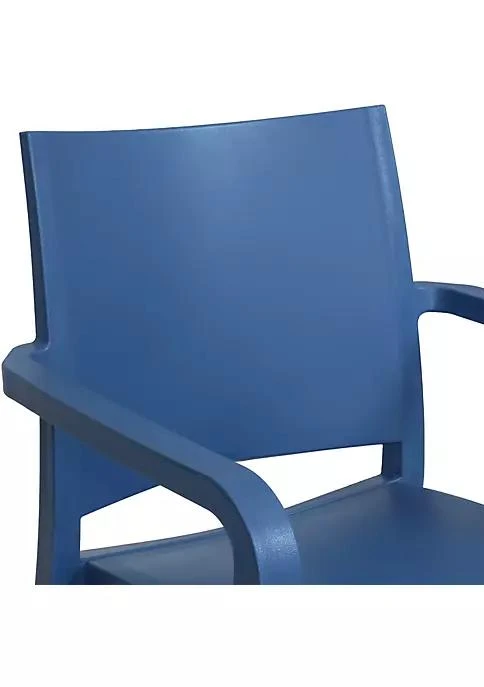 商品Sunnydaze Decor|Decor Landon Plastic Patio Dining Armchair   Sax Blue   Set Of 2,价格¥2176,第3张图片详细描述