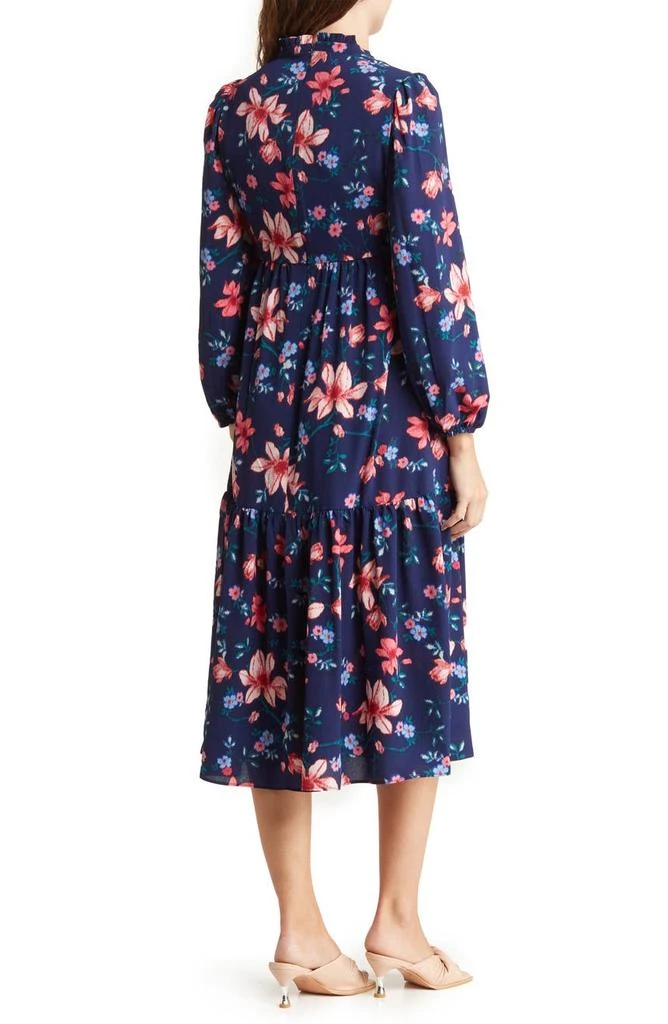 商品Vince Camuto|Floral Long Sleeve Pebble Crepe Dress,价格¥490,第2张图片详细描述