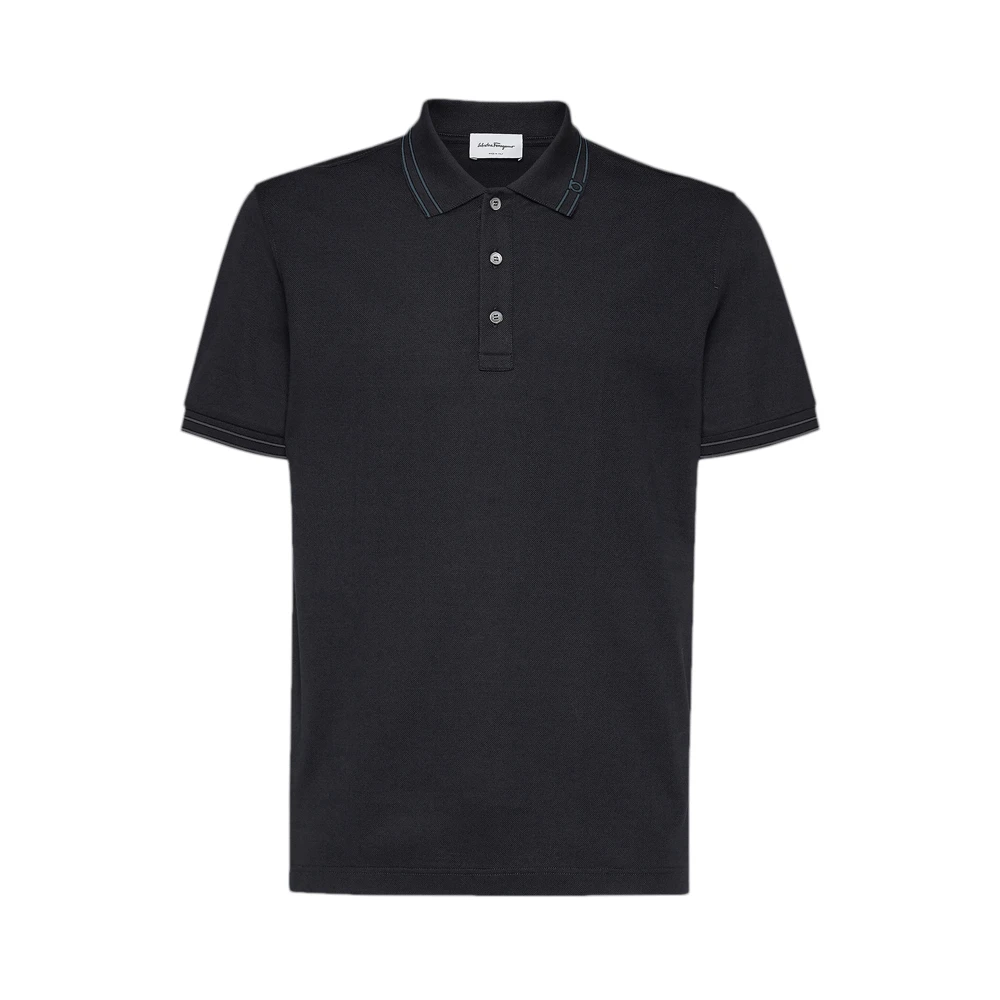 商品Salvatore Ferragamo|SALVATORE FERRAGAMO 男士黑色经典款式POLO衫 12-1783-697715,价格¥1786,第1张图片