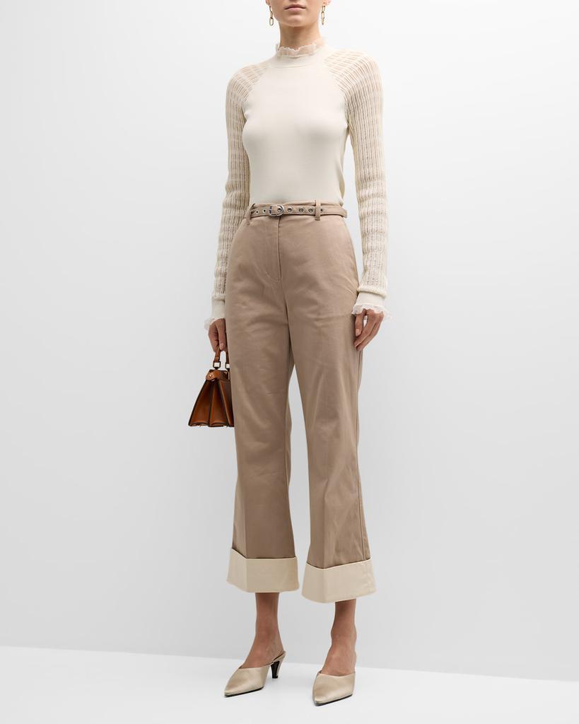 商品3.1 Phillip Lim|Micro-Ribbed Long-Sleeve Fitted Sweater,价格¥3373,第3张图片详细描述