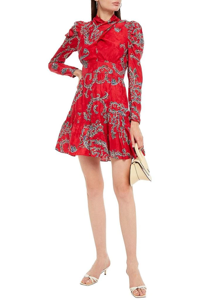 商品Sandro|Tali draped printed satin-jacquard mini dress,价格¥587,第2张图片详细描述