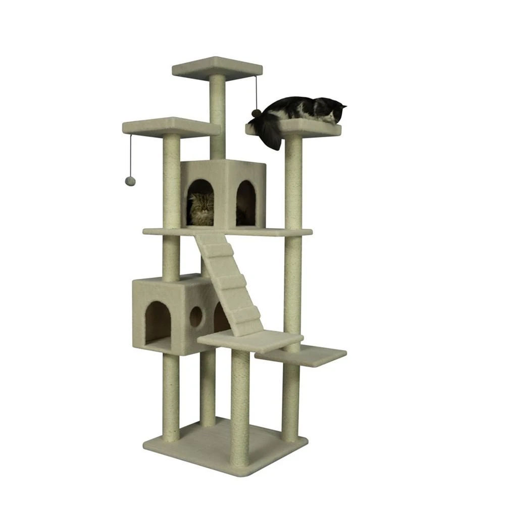 商品Macy's|Real Wood Cat Tree, Multi Levels With Ramp, 3 Perches & 2 Condos,价格¥2926,第1张图片