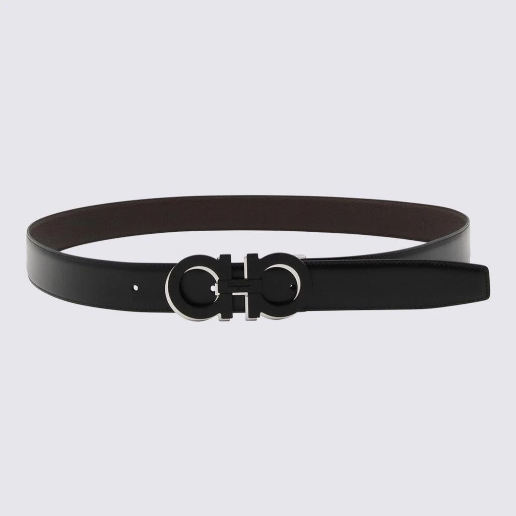 商品Salvatore Ferragamo|FERRAGAMO BLACK LEATHER GANCINI BELT,价格¥3009,第1张图片