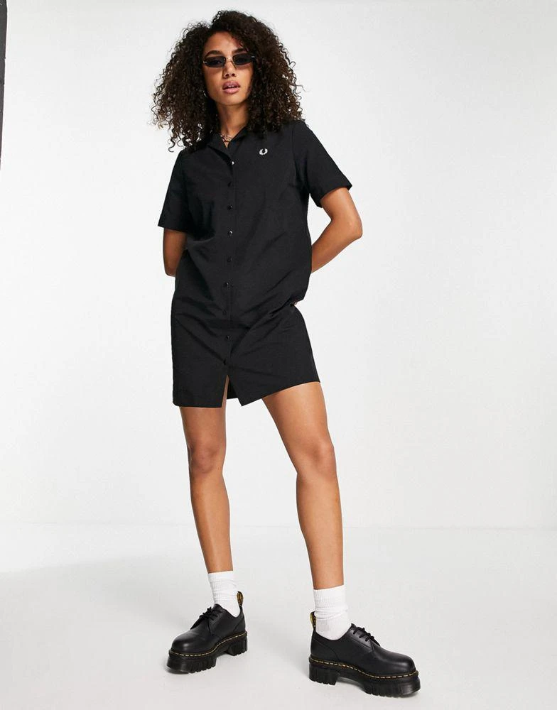 商品Fred Perry|Fred Perry bowling shirt dress in black,价格¥844,第4张图片详细描述