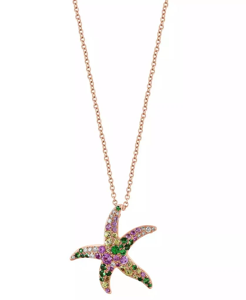 商品Effy|EFFY® Multi-Gemstone (3/4 ct. t.w.) & Diamond (1/10 ct. t.w.) Starfish 18" Pendant Necklace in 14k Rose Gold,价格¥5742,第4张图片详细描述