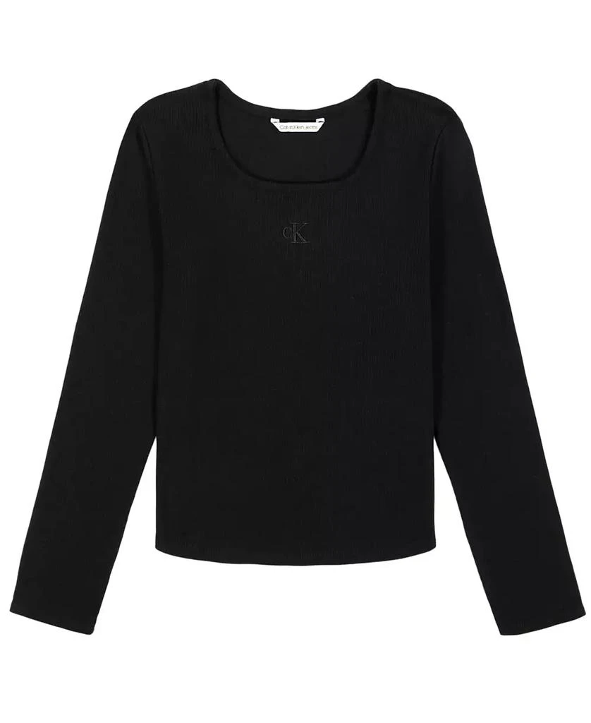 商品Calvin Klein|大童款方形领长袖T恤,价格¥61,第1张图片