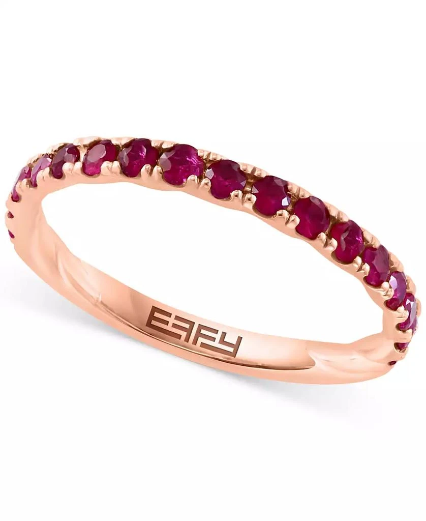 商品Effy|EFFY® Ruby Stack Band (1/2 ct. t.w.) in 14K Rose Gold-Plated Sterling Silver (Also available in Emerald and Sapphire),价格¥1079,第1张图片