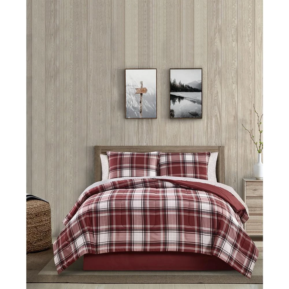 商品Keeco|Red Oxford Plaid 8 Piece Reversible Comforter Set, Created for Macy's,价格¥298,第1张图片
