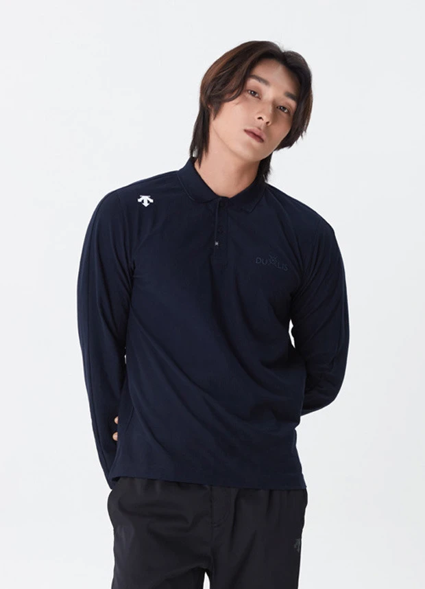 商品DESCENTE|【Brilliant|包邮包税】弹力透气长袖POLO衫SO321DPL73-NVY0,价格¥481,第1张图片
