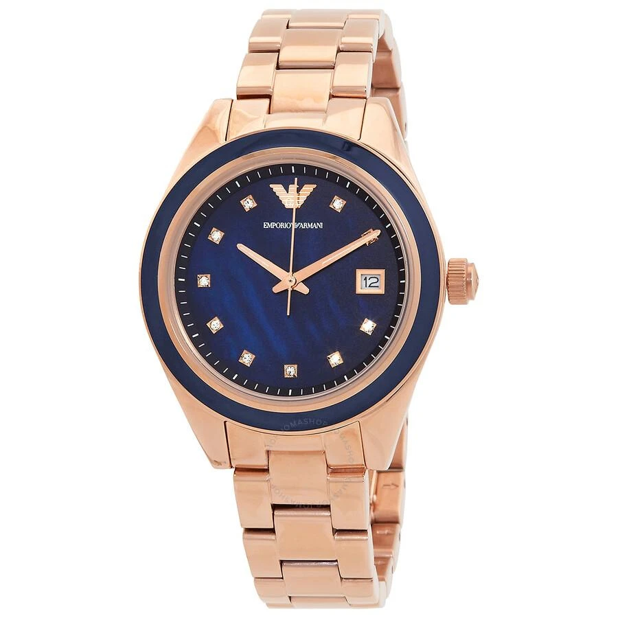 商品Emporio Armani|Leo Quartz Crystal Blue Dial Ladies Watch AR11449,价格¥928,第1张图片