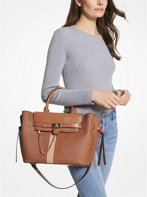 商品Michael Kors|Hamilton Legacy Large Logo Stripe Belted Satchel,价格¥1344,第3张图片详细描述