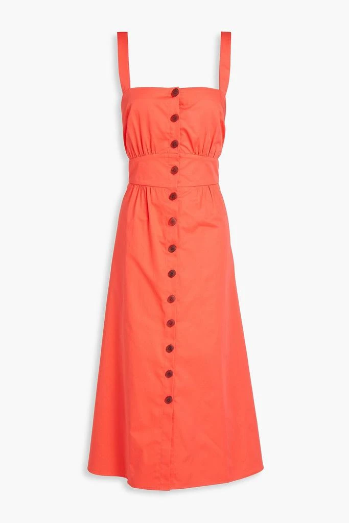 商品ba&sh|Open-back gathered cotton-poplin midi dress,价格¥756,第1张图片