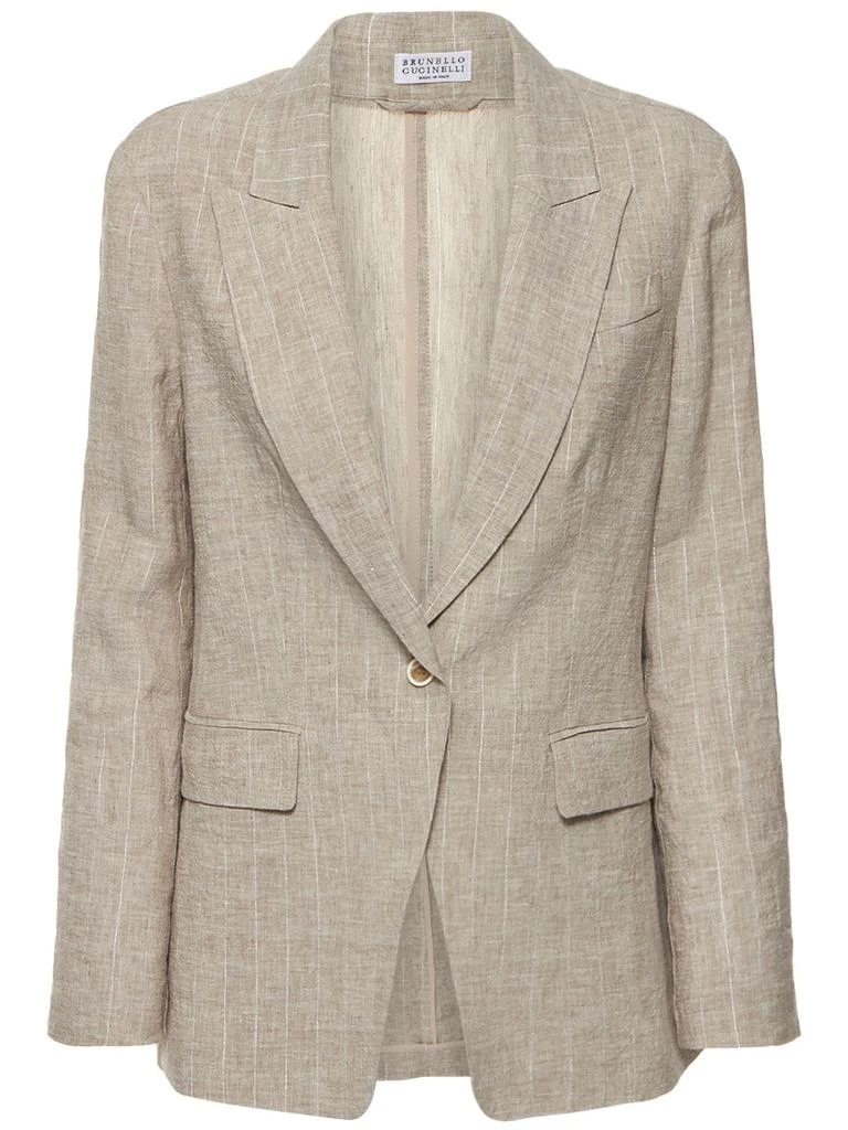 商品Brunello Cucinelli|Pinstripe Light Linen Blazer,价格¥9743,第1张图片