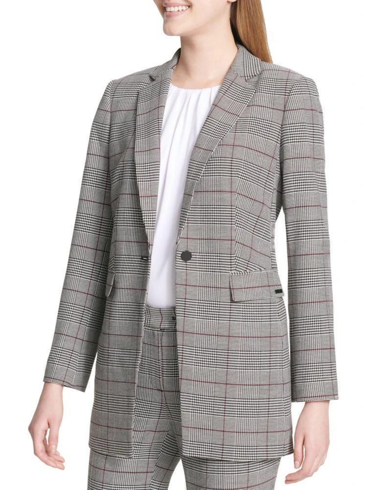 商品Calvin Klein|Plaid Button Suit Jacket,价格¥559,第1张图片