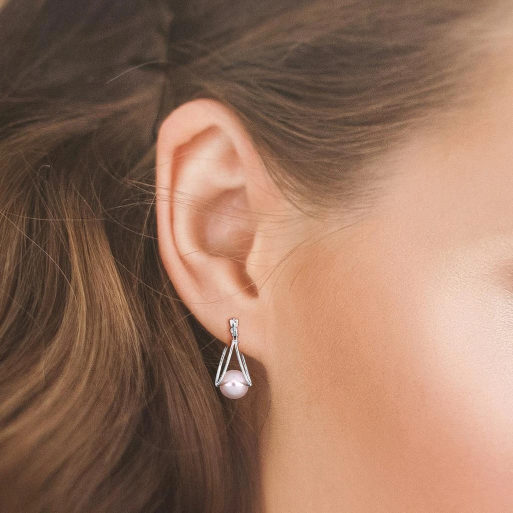 商品Mimi & Max|Mimi & Max 8-8.5mm Pink Cultured Freshwater Pearl Drop Earrings in 10k White Gold,价格¥753,第4张图片详细描述