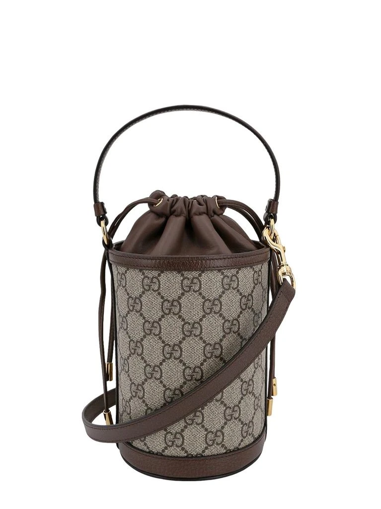 商品Gucci|GG Supreme Fabric and leather bucket bag with frontal logo,价格¥9109,��第2张图片详细描述