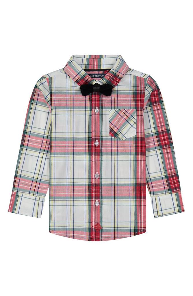 ANDY AND EVAN Plaid Poplin Bow Tie Shirt商品第1张图片规格展示