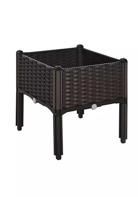商品Outsunny|Plastic Raised Garden Bed Planter Box With Self Watering Design And Drainage Holes For Flowers Brown,价格¥328,第1张图片