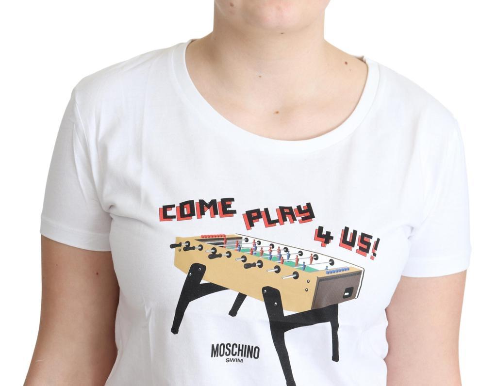 商品Moschino|Moschino White Cotton Come Play 4 Us Print Tops T-shirt,价格¥420,第5张图片详细描述