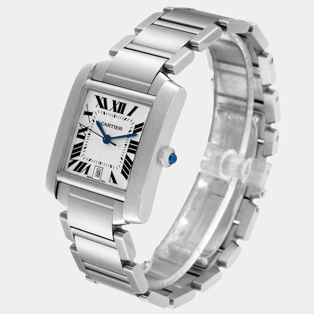 Cartier Silver Stainless Steel Tank Francaise W51002Q3 Automatic Men's Wristwatch 28 mm商品第3张图片规格展示