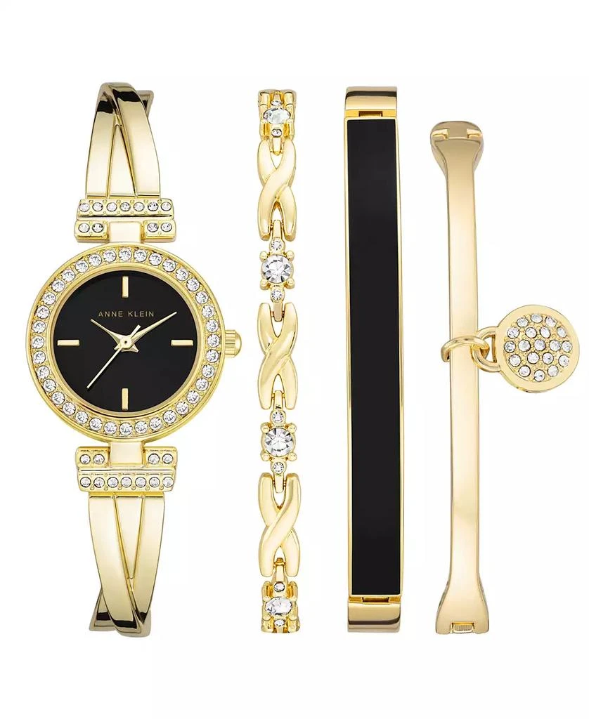 商品Anne Klein|Women's Gold-Tone Alloy Bangle with Crystal Accents Fashion Watch 37mm Set 4 Pieces,价格¥1326,第1张图片