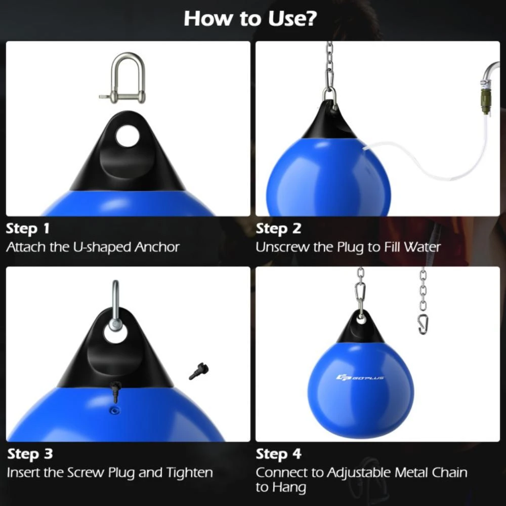 18 Inch 110 Pound Heavy Punching Water Aqua Bag with Adjustable Metal Chain-Red 商品