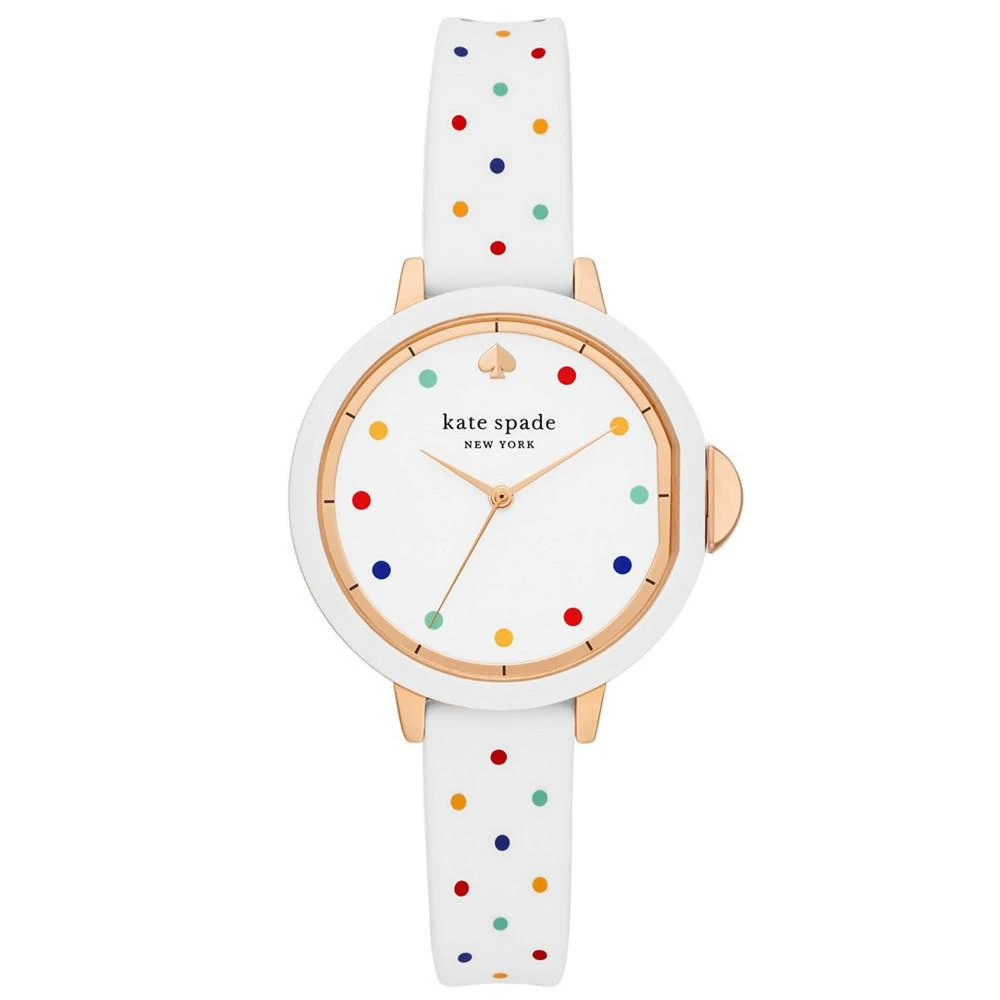 商品Kate Spade|new york Women's in Rose Gold-Tone Alloy with White Multi Silicone Strap Watch 34mm,价格¥1112,第1张图片
