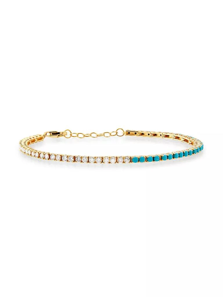 商品Saks Fifth Avenue Collection|14K Yellow Gold, 0.98 TCW Diamond & Turquoise Tennis Bracelet,价格¥20906,第1张图片