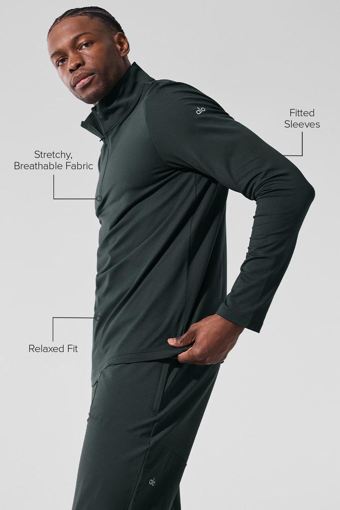 Alo Conquer 1/4 Zip Reform Long Sleeve - Charcoal Green - Outdoor