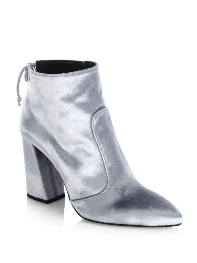 Grandiose Back-Tie Velvet Block Heel Booties 商品